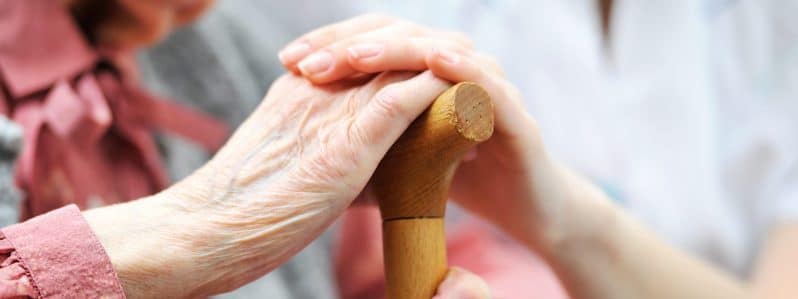 caregiver and patient hands