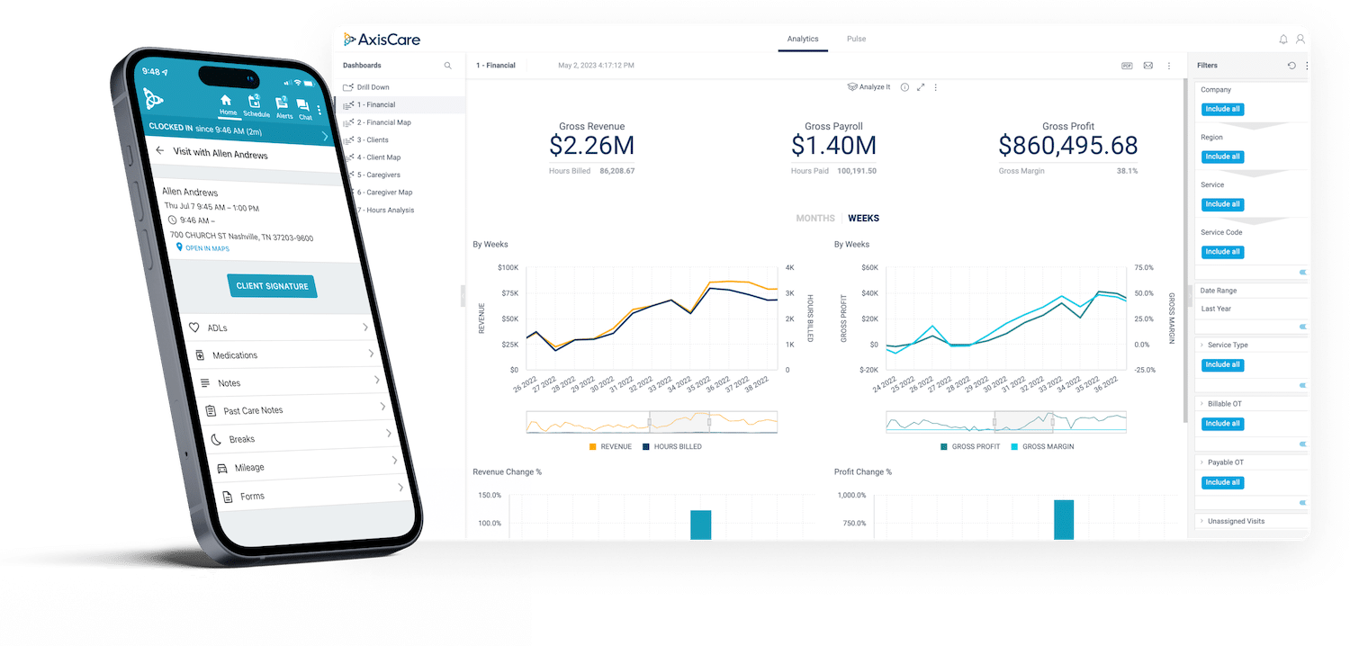 axiscare home care software screenshots