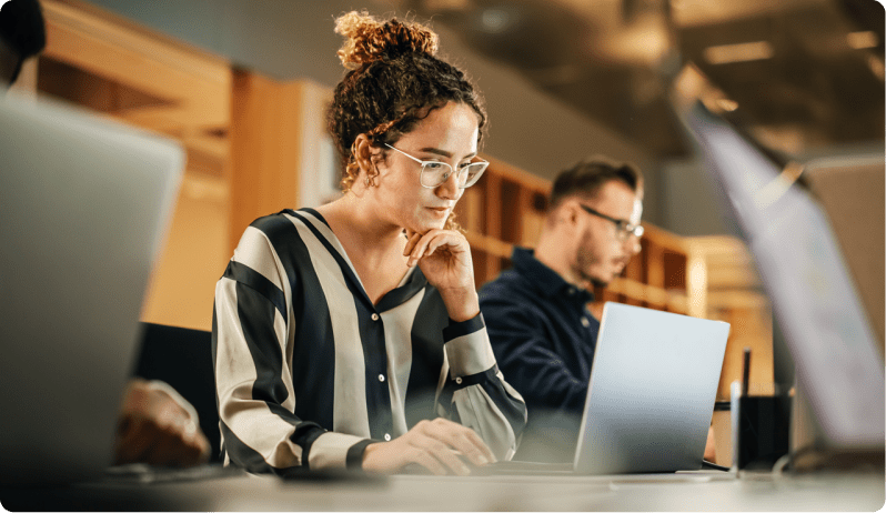 woman working on laptop