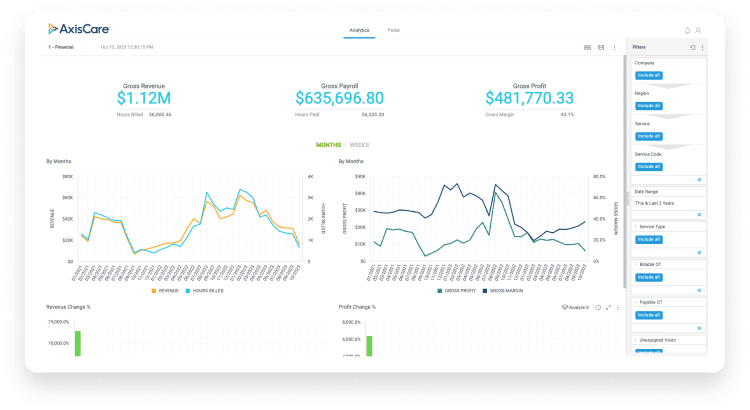 business intelligence data filter screenshot