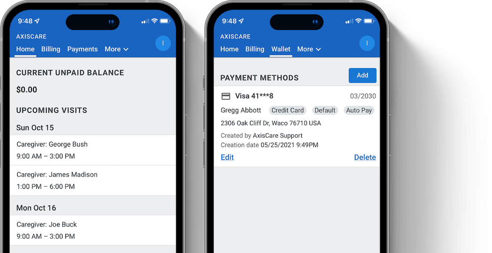 client and family portal mobile screenshot