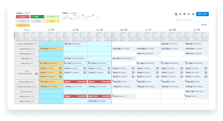 screenshot axiscare scheduling
