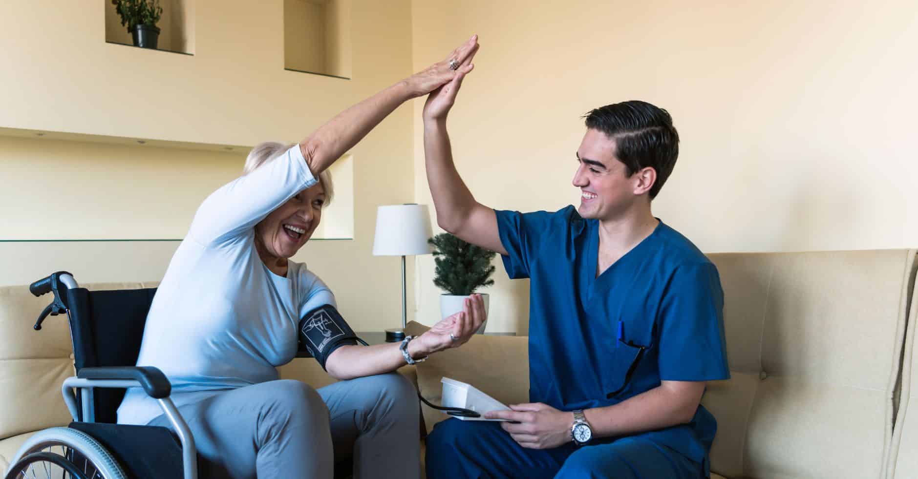 caregiver and patient high five