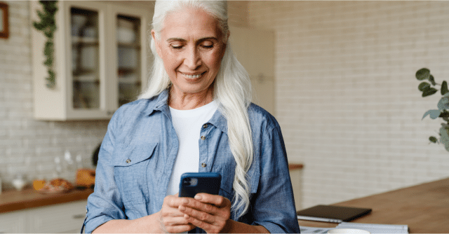 elderly woman on cell phone