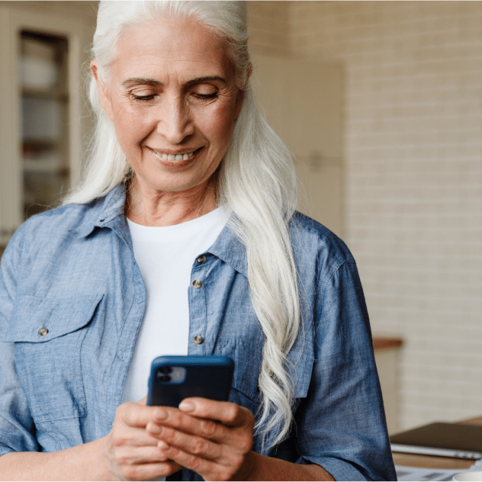 elderly woman on cell phone