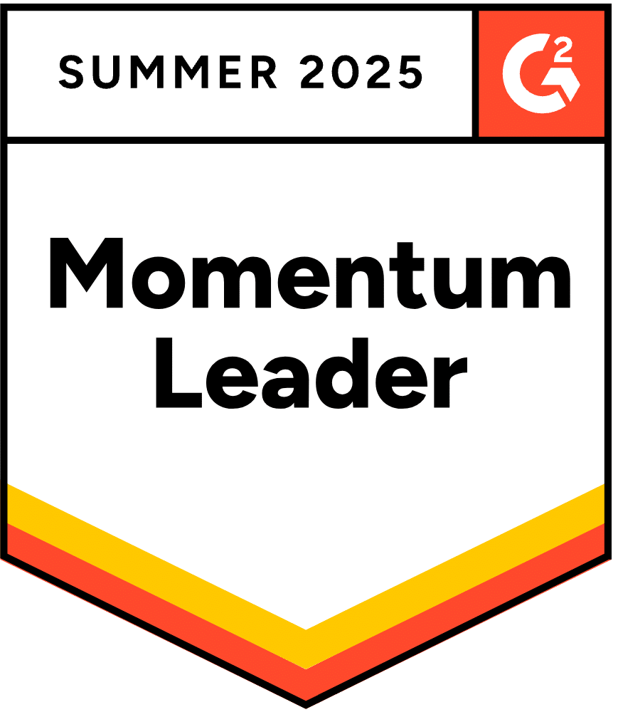 summer 2025 momentum leader g2 badge