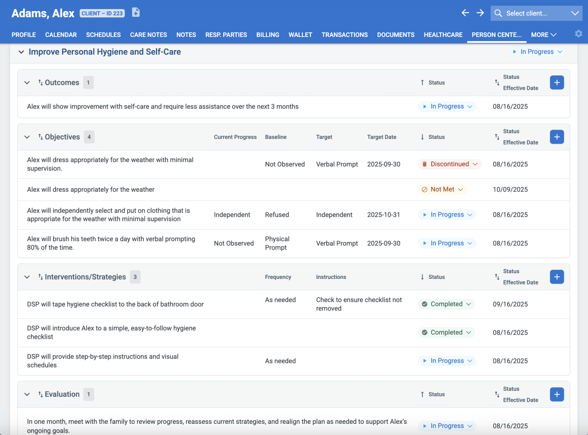 care plan desktop