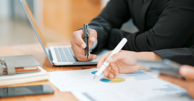 People analyzing data for home care business