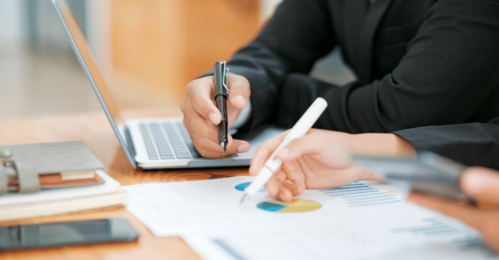 People analyzing data for home care business