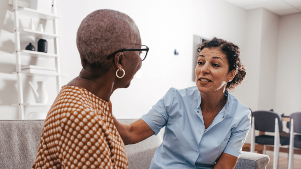 Caregiver visits with senior client